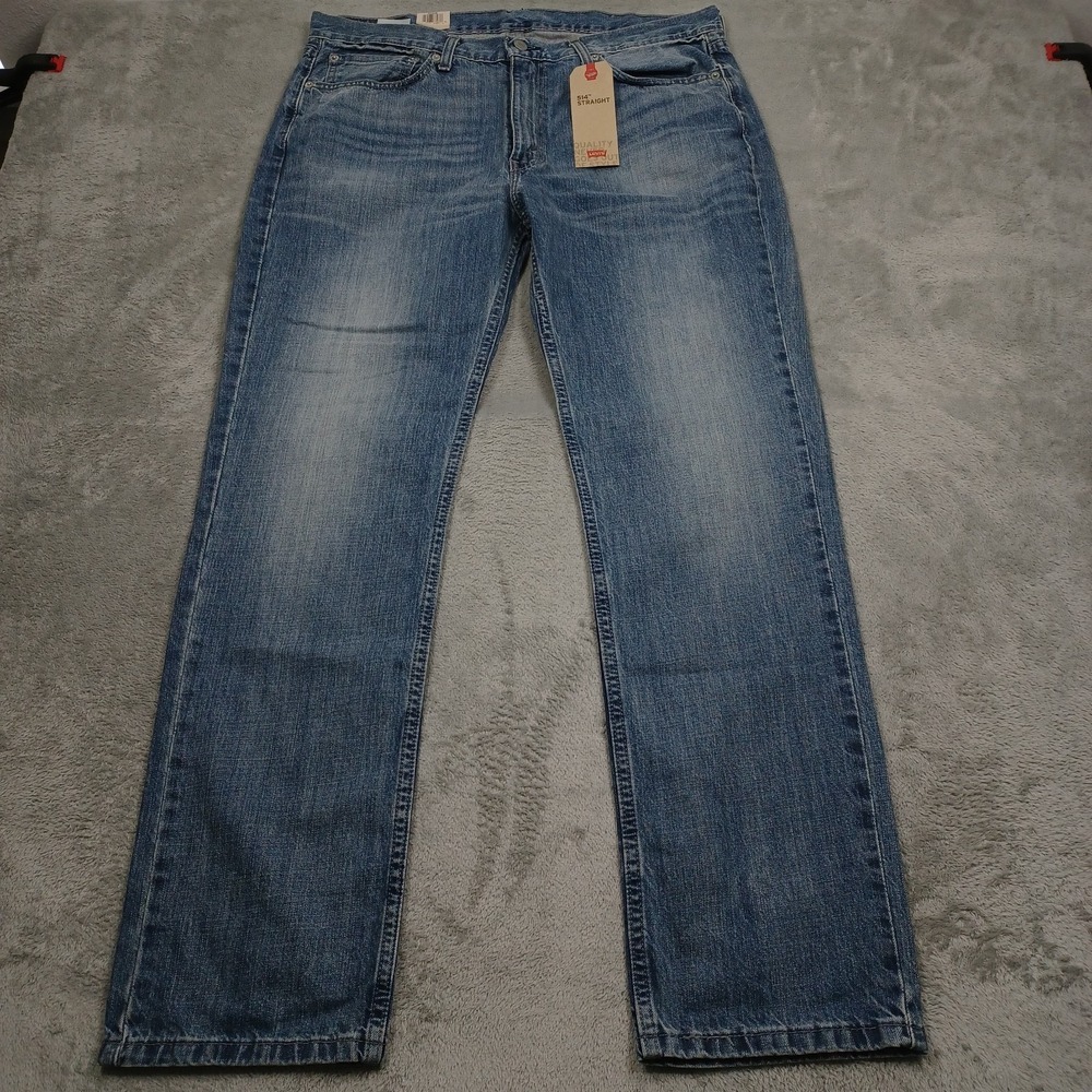 Levis 514 Jeans Mens 36x32 Blue‎ Denim Casual Straight Fit Modern Distressed